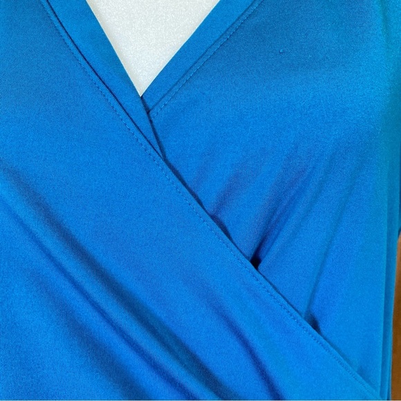 Athleta Nectar Deep Teal/Turquoise Faux Wrap Dress  (Size LP) - Picture 6 of 13